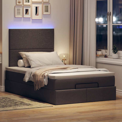 Ottoman-Bett mit Matratze & LEDs Dunkelbraun 120x190 cm Stoff