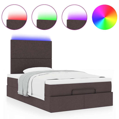 Ottoman-Bett mit Matratze & LEDs Dunkelbraun 120x190 cm Stoff