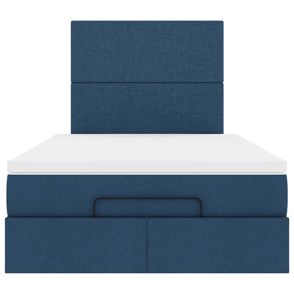 Ottoman-Bett mit Matratze & LEDs Blau 120x200 cm Stoff
