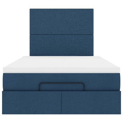 Ottoman-Bett mit Matratze & LEDs Blau 120x200 cm Stoff