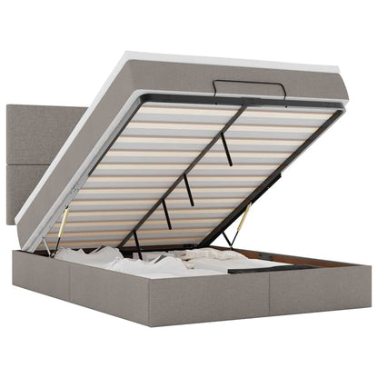 Ottoman-Bett mit Matratze & LEDs Taupe 140x200 cm Stoff