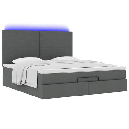 Ottoman-Bett mit Matratze & LEDs Dunkelgrau 160x200 cm Stoff