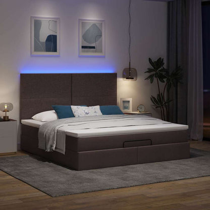 Ottoman-Bett mit Matratze & LEDs Dunkelbraun 160x200 cm Stoff