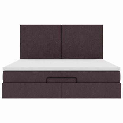 Ottoman-Bett mit Matratze & LEDs Dunkelbraun 160x200 cm Stoff