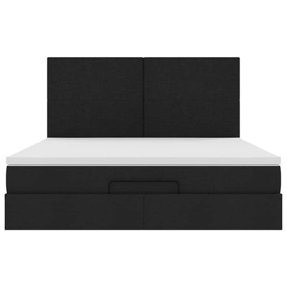 Ottoman-Bett mit Matratze & LEDs Schwarz 180x200 cm Stoff