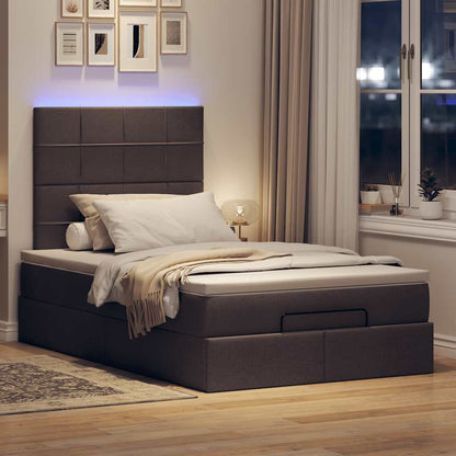 Ottoman-Bett mit Matratze & LEDs Dunkelbraun 120x190 cm Stoff