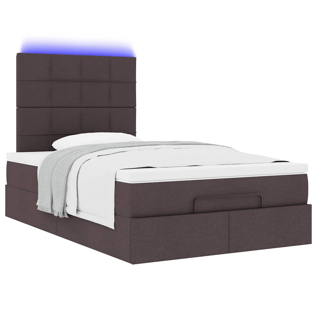Ottoman-Bett mit Matratze & LEDs Dunkelbraun 120x190 cm Stoff