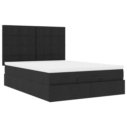 Ottoman-Bett mit Matratze & LEDs Schwarz 140x190 cm Stoff