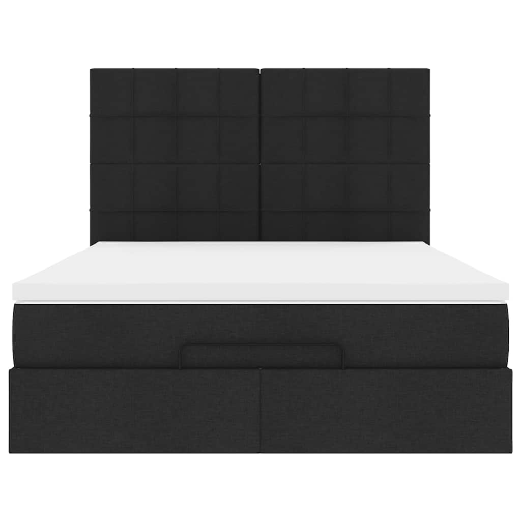 Ottoman-Bett mit Matratze & LEDs Schwarz 140x190 cm Stoff