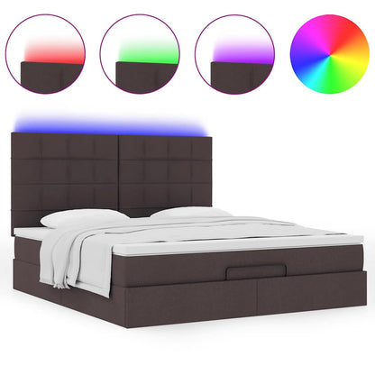 Ottoman-Bett mit Matratze & LEDs Dunkelbraun 160x200 cm Stoff