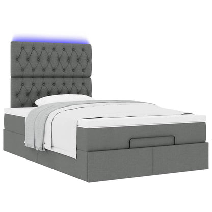 Ottoman-Bett mit Matratze & LEDs Dunkelgrau 120x190 cm Stoff