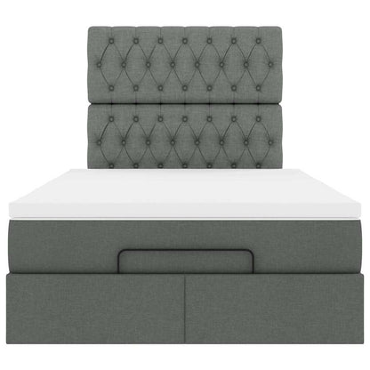 Ottoman-Bett mit Matratze & LEDs Dunkelgrau 120x190 cm Stoff
