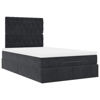 Ottoman-Bett mit Matratze & LEDs Schwarz 120x190 cm Stoff