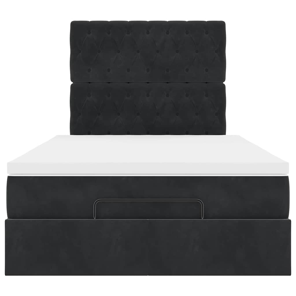 Ottoman-Bett mit Matratze & LEDs Schwarz 120x190 cm Stoff