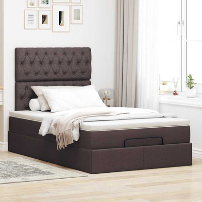 Ottoman-Bett mit Matratze & LEDs Dunkelbraun 120x190 cm Stoff