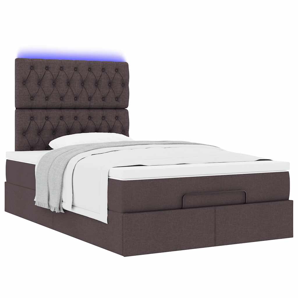 Ottoman-Bett mit Matratze & LEDs Dunkelbraun 120x190 cm Stoff