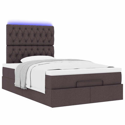 Ottoman-Bett mit Matratze & LEDs Dunkelbraun 120x190 cm Stoff