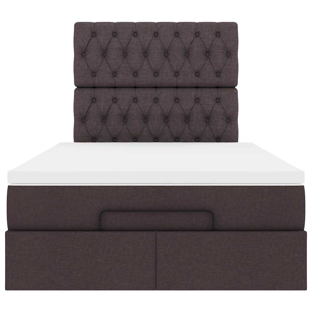 Ottoman-Bett mit Matratze & LEDs Dunkelbraun 120x190 cm Stoff
