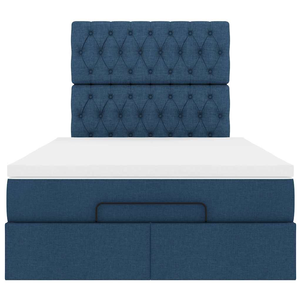 Ottoman-Bett mit Matratze & LEDs Blau 120x200 cm Stoff