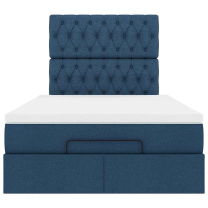 Ottoman-Bett mit Matratze & LEDs Blau 120x200 cm Stoff