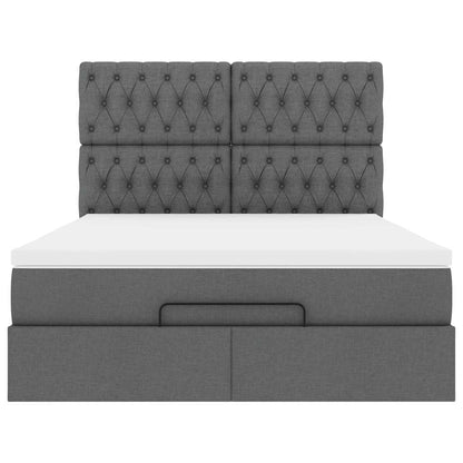 Ottoman-Bett mit Matratze & LEDs Dunkelgrau 140x190 cm Stoff