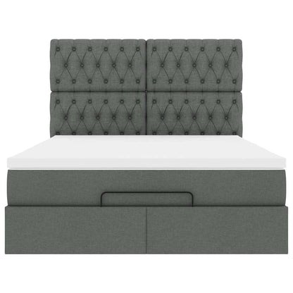 Ottoman-Bett mit Matratze & LEDs Dunkelgrau 140x200 cm Stoff