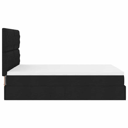 Ottoman-Bett mit Matratze & LEDs Schwarz 140x200 cm Stoff