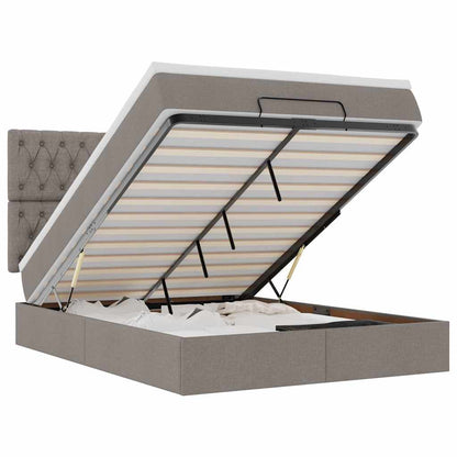Ottoman-Bett mit Matratze & LEDs Taupe 140x200 cm Stoff