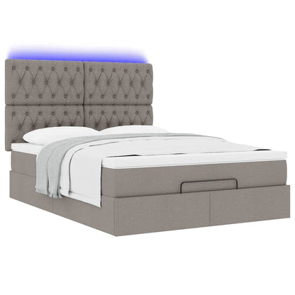 Ottoman-Bett mit Matratze & LEDs Taupe 140x200 cm Stoff