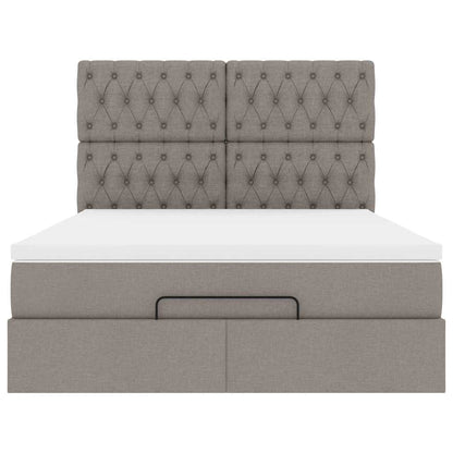 Ottoman-Bett mit Matratze & LEDs Taupe 140x200 cm Stoff