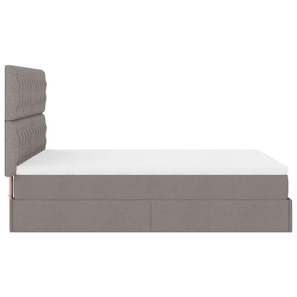 Ottoman-Bett mit Matratze & LEDs Taupe 140x200 cm Stoff