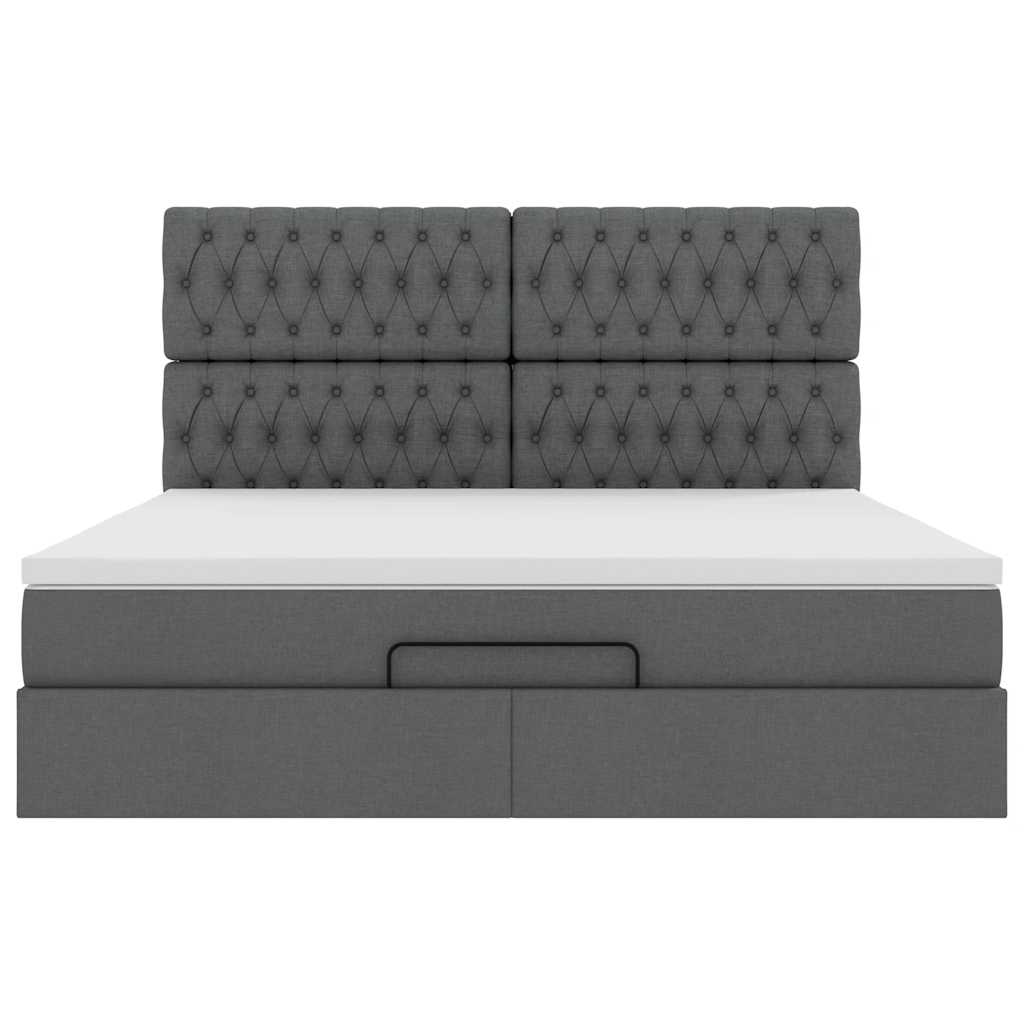 Ottoman-Bett mit Matratze & LEDs Dunkelgrau 160x200 cm Stoff
