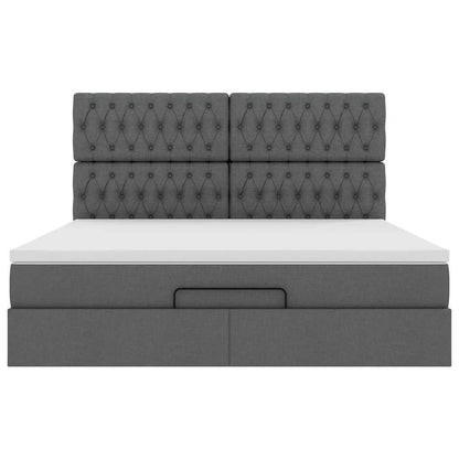 Ottoman-Bett mit Matratze & LEDs Dunkelgrau 160x200 cm Stoff