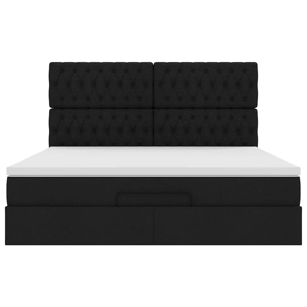 Ottoman-Bett mit Matratze & LEDs Schwarz 160x200 cm Stoff