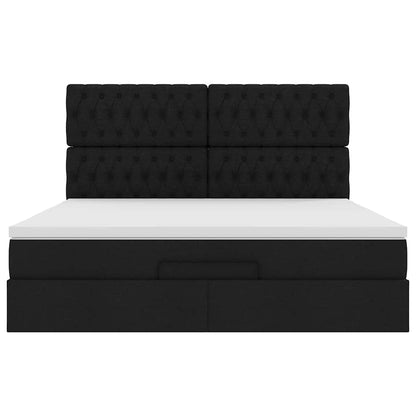 Ottoman-Bett mit Matratze & LEDs Schwarz 160x200 cm Stoff