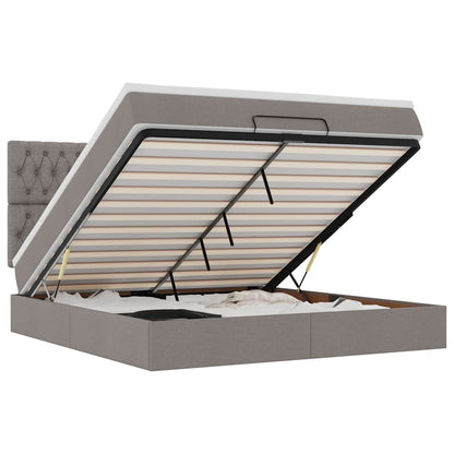 Ottoman-Bett mit Matratze & LEDs Taupe 160x200 cm Stoff
