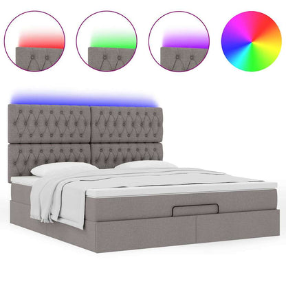 Ottoman-Bett mit Matratze & LEDs Taupe 160x200 cm Stoff
