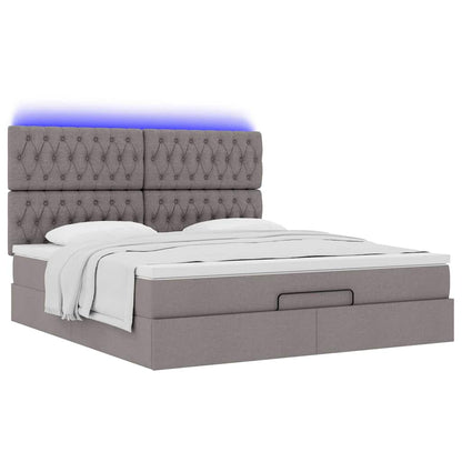 Ottoman-Bett mit Matratze & LEDs Taupe 160x200 cm Stoff