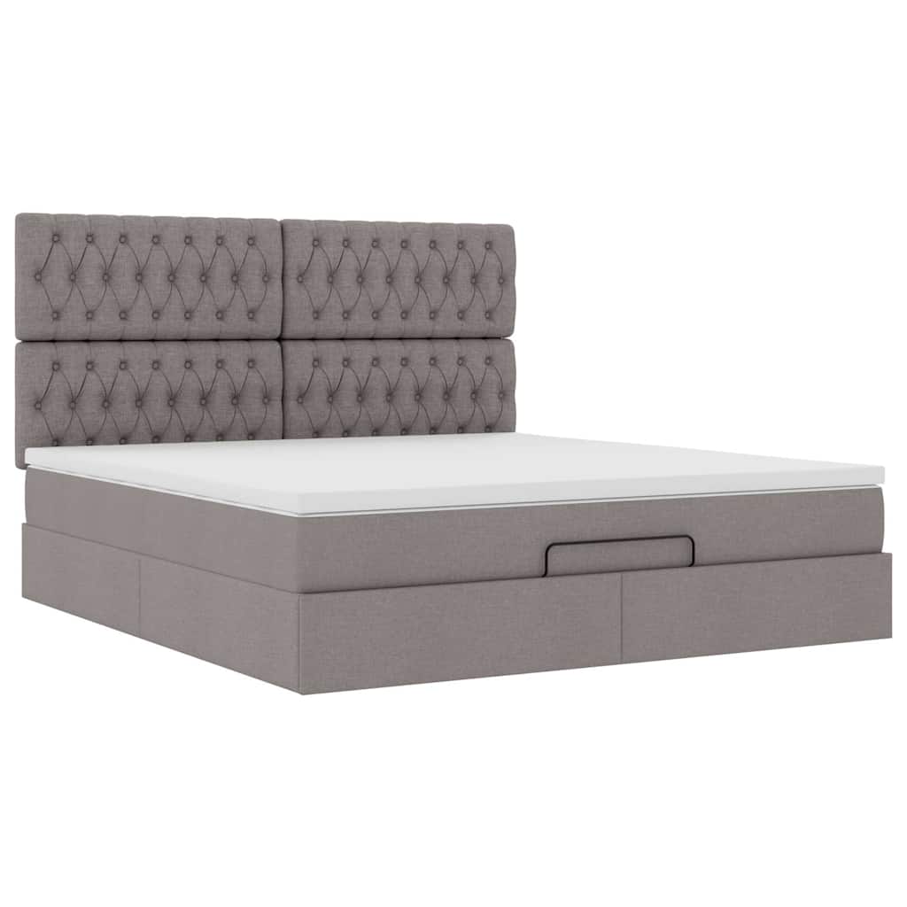 Ottoman-Bett mit Matratze & LEDs Taupe 160x200 cm Stoff