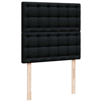 Ottoman-Bett mit Matratze & LEDs Schwarz 90x190 cm Stoff
