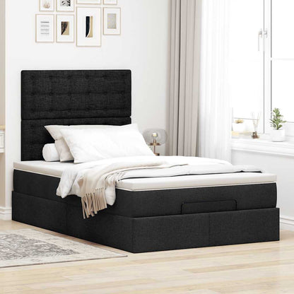 Ottoman-Bett mit Matratze & LEDs Schwarz 120x190 cm Stoff