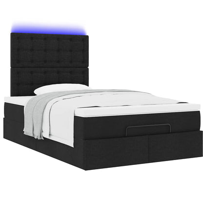 Ottoman-Bett mit Matratze & LEDs Schwarz 120x190 cm Stoff