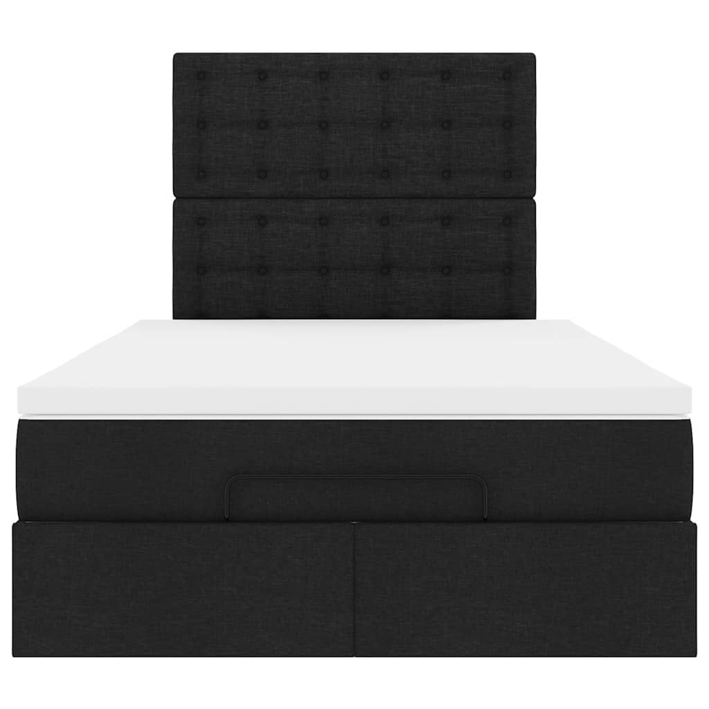Ottoman-Bett mit Matratze & LEDs Schwarz 120x190 cm Stoff