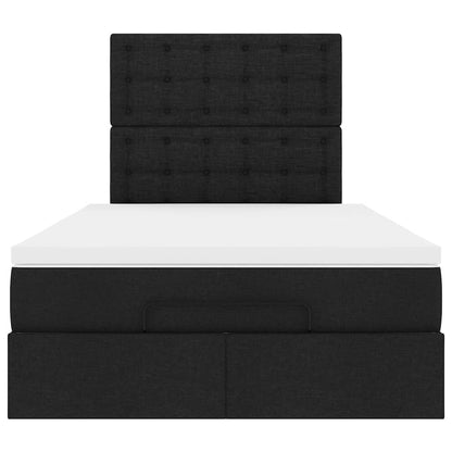 Ottoman-Bett mit Matratze & LEDs Schwarz 120x190 cm Stoff