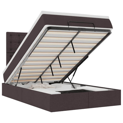 Ottoman-Bett mit Matratze & LEDs Dunkelbraun 120x190 cm Stoff