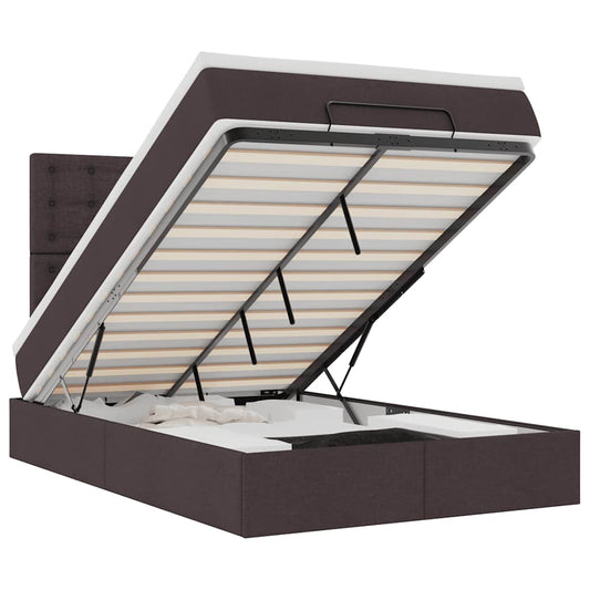 Ottoman-Bett mit Matratze & LEDs Dunkelbraun 120x190 cm Stoff