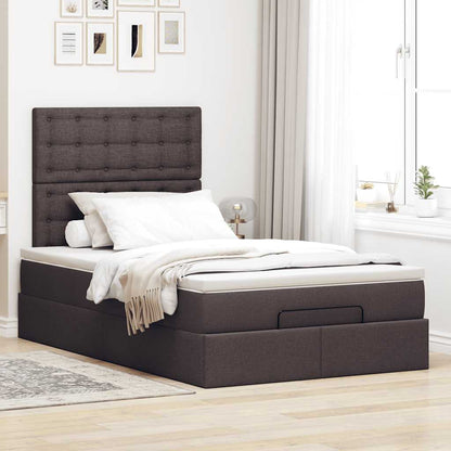 Ottoman-Bett mit Matratze & LEDs Dunkelbraun 120x190 cm Stoff