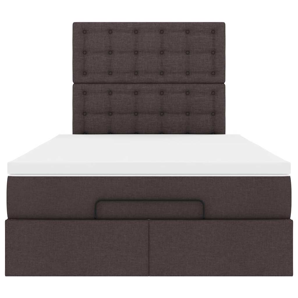 Ottoman-Bett mit Matratze & LEDs Dunkelbraun 120x190 cm Stoff