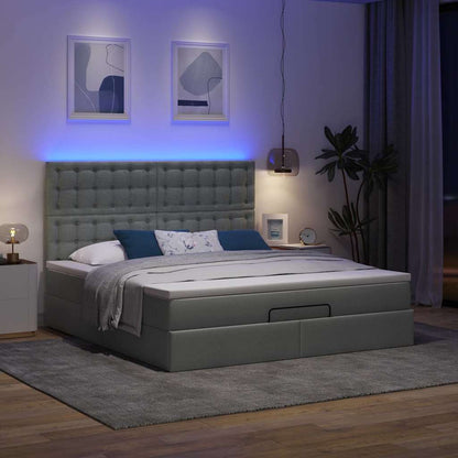 Ottoman-Bett mit Matratze & LEDs Dunkelgrau 160x200 cm Stoff