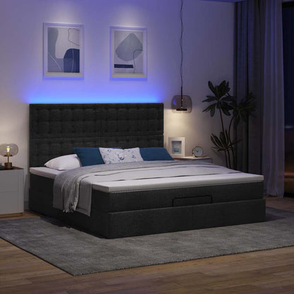 Ottoman-Bett mit Matratze & LEDs Schwarz 160x200 cm Stoff